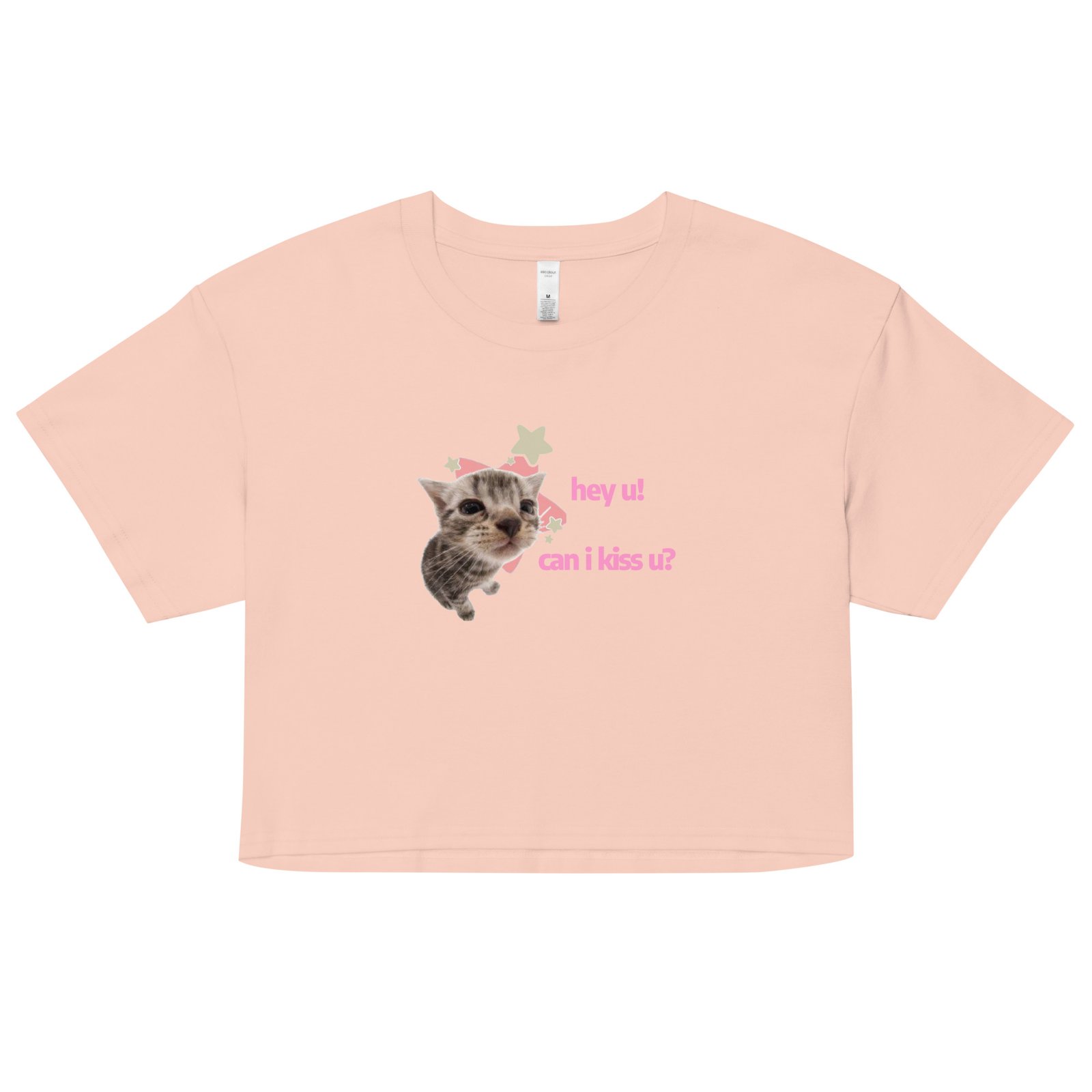 Hey U Can I Kiss U Cat Y2K Baby Tee | Can I Kiss U Alt-Girl Cropped Tee | Flirty Catcore Retro Baby Tee - Image 10