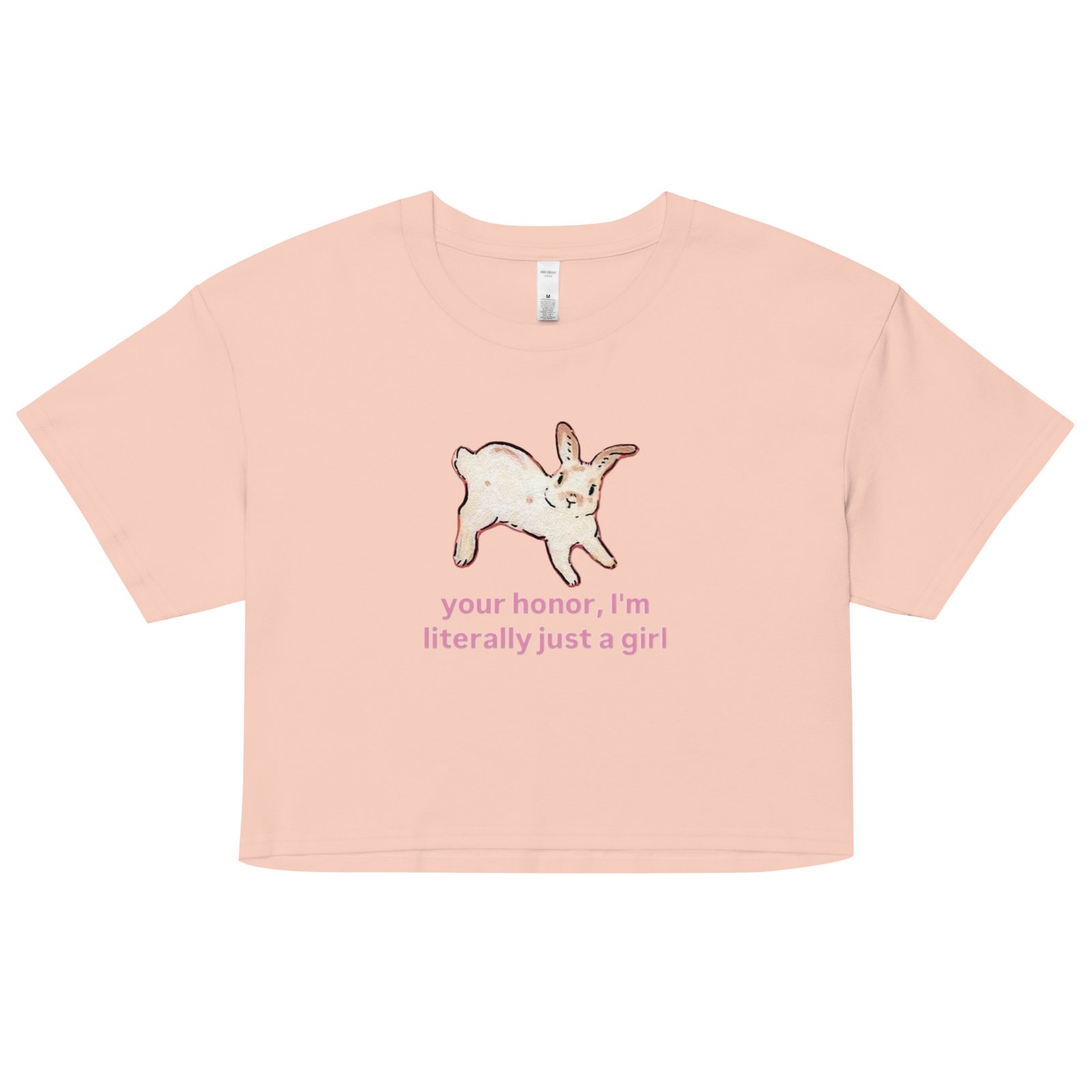 Your Honor I Am Just a Girl Bunny Y2K Baby Tee | Bunnycore Court Statement Retro Cropped Top | Legal Bimbo Meme Tee - Image 9