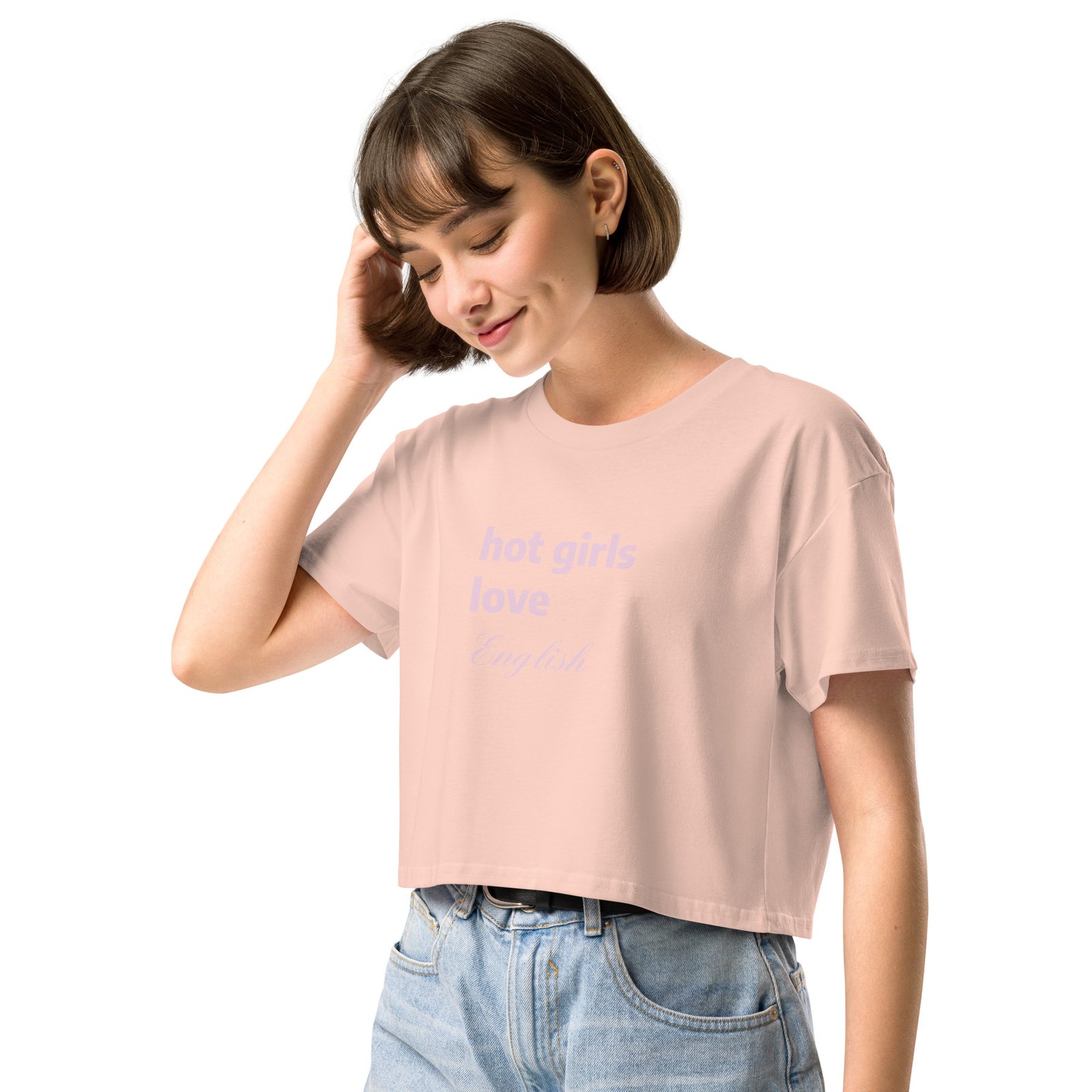 Hot Girls Love English Y2K Baby Tee | Grammar Slut Retro Cropped Top | Nerdy Bimbo Energy Meme Tee - Image 15