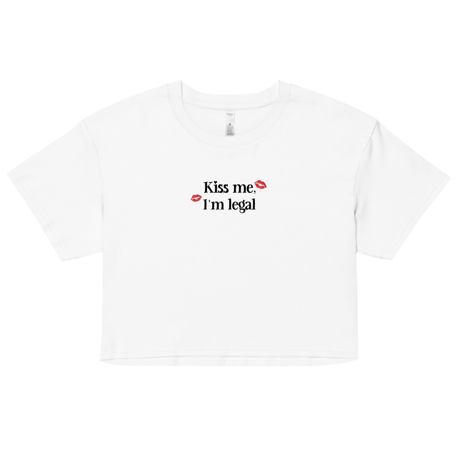 Kiss Me I’m Legal Y2K Baby Tee | Flirty Retro Cropped Top | Hot & Unbothered Meme Shirt - Image 11