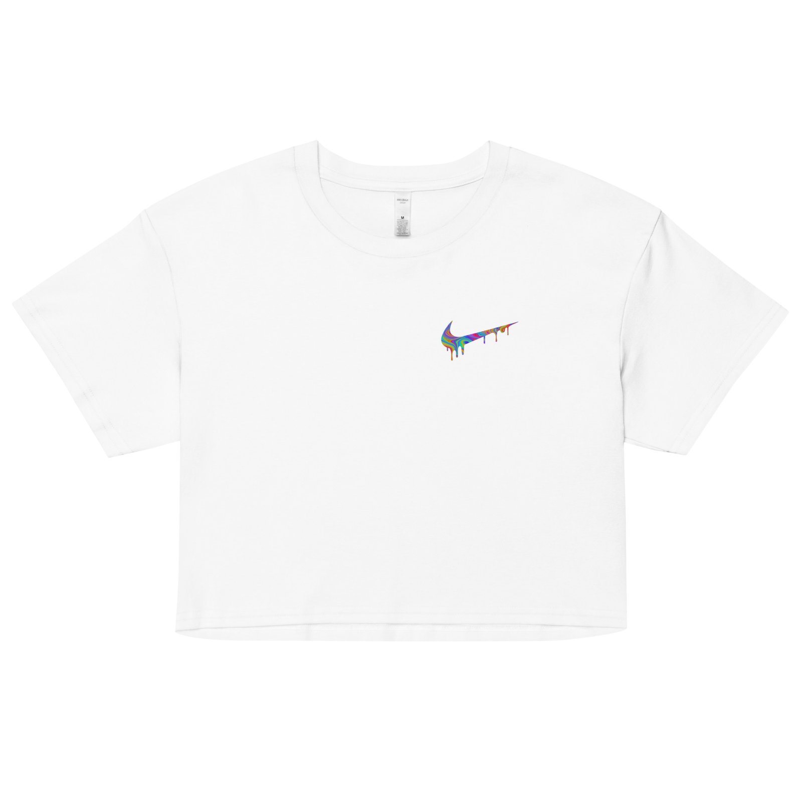 Psychedelic Nike Y2K Baby Tee | Trippy Swoosh Retro Cropped Top | Vaporwave Baddie Aesthetic Shirt - Image 15