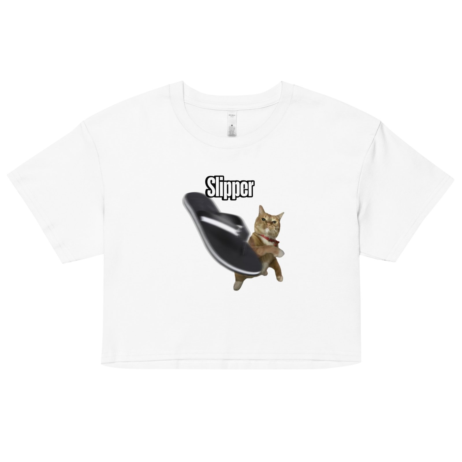 Slipper Throwing Cat Meme Baby Tee | Chonk Rage Tee Y2K Cropped Top | Household Weapon Cat Retro Top - Image 19