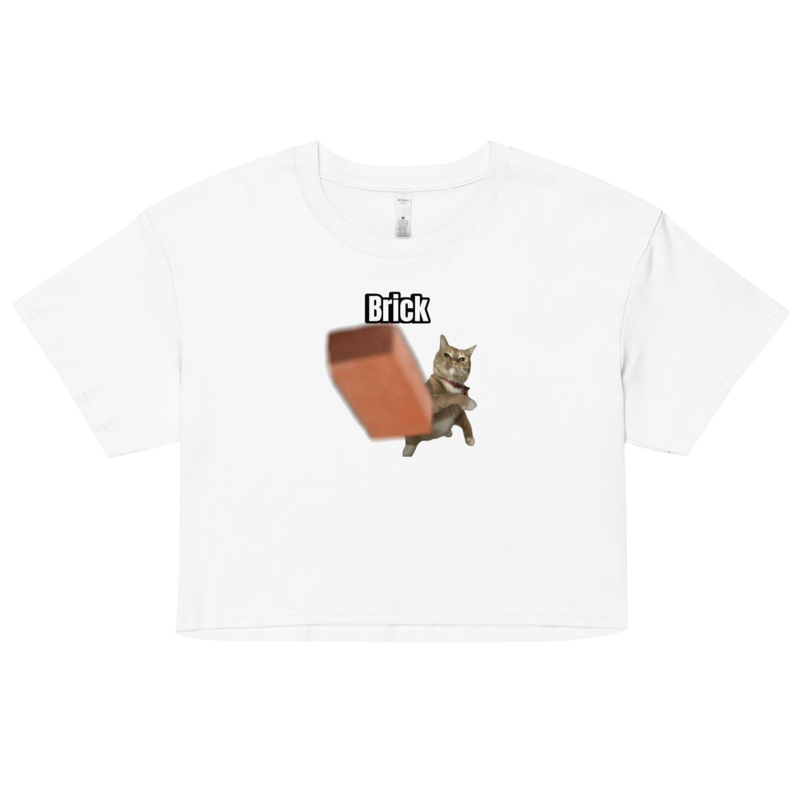 Brick Throwing Cat Meme Baby Tee | Throw Bricks Not Fits Y2K Cropped Top | Chaotic Catcore Alt-Girl Tee - Image 19