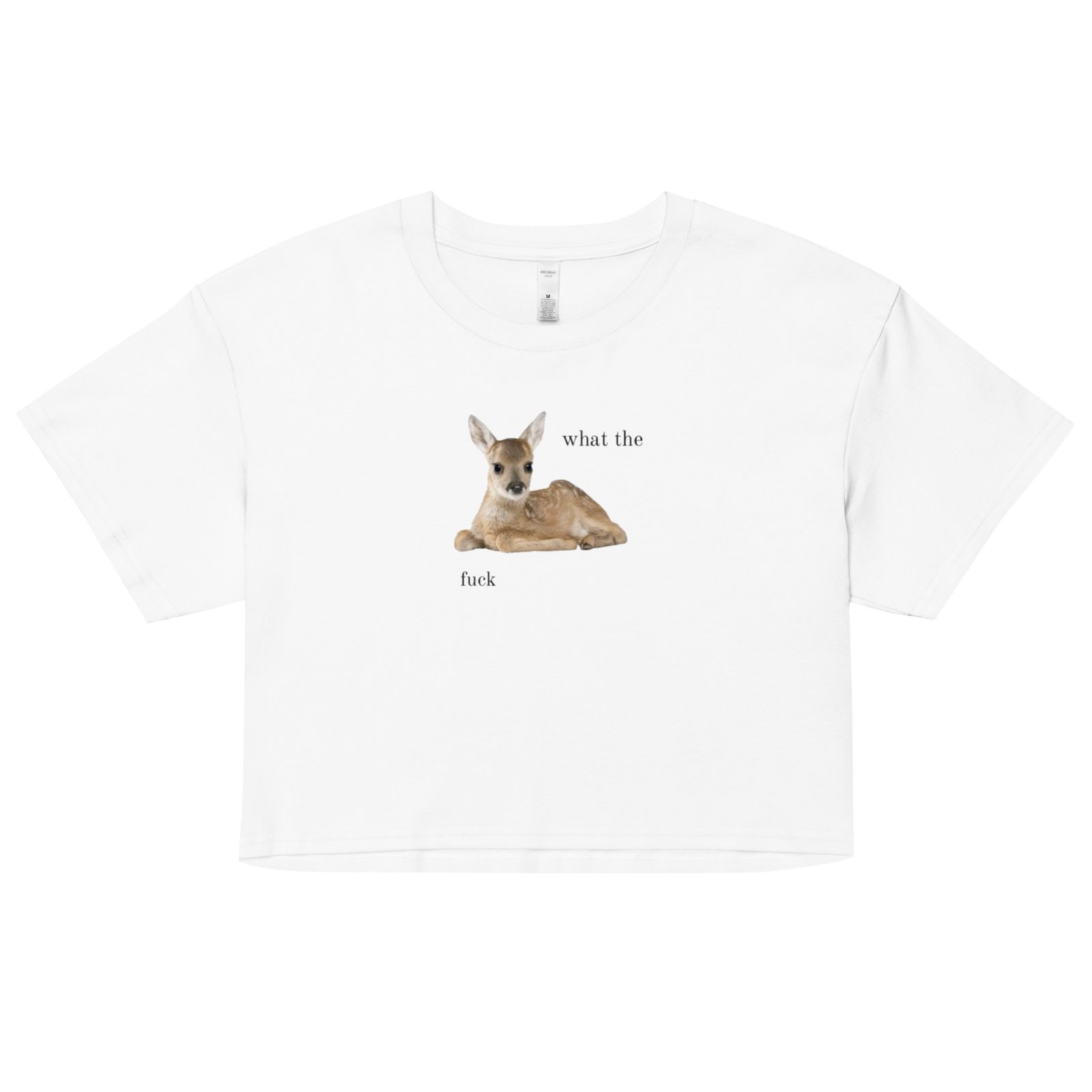 What the Fuck Deer Y2K Baby Tee | Surrealist Forestcore Retro Cropped Top | Weird Animal Meme Girl Tee - Image 29