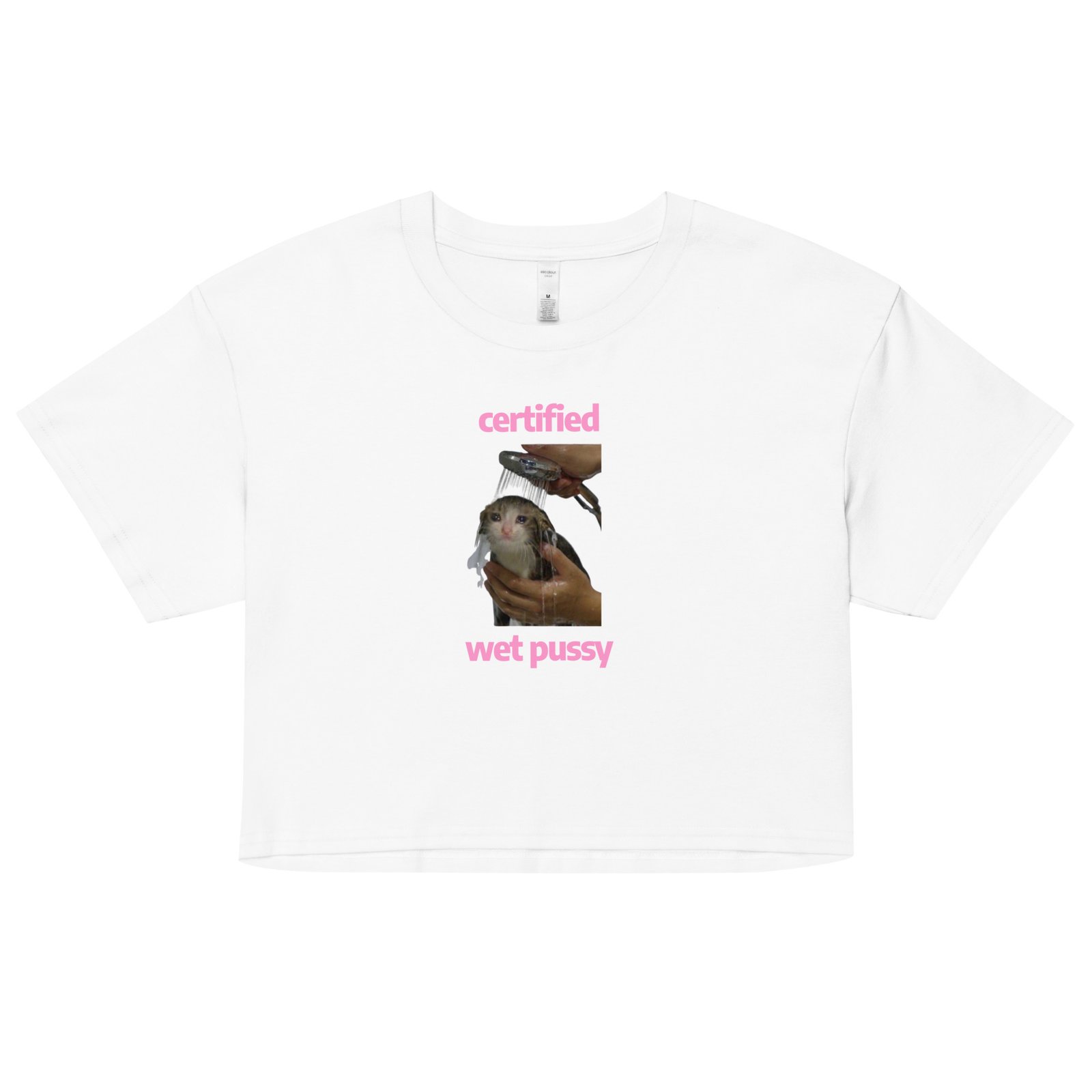 Certified Wet Pussy Y2K Baby Tee | Extra Juicy Bimbo Retro Cropped Top | Hydrated Slutcore Meme Tee