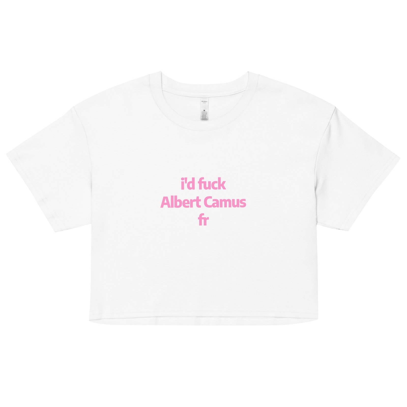 Id Fuck Albert Camus Y2K Baby Tee | French Existentialist Slut Retro Cropped Top | Camus Is Hotcore Tee - Image 19