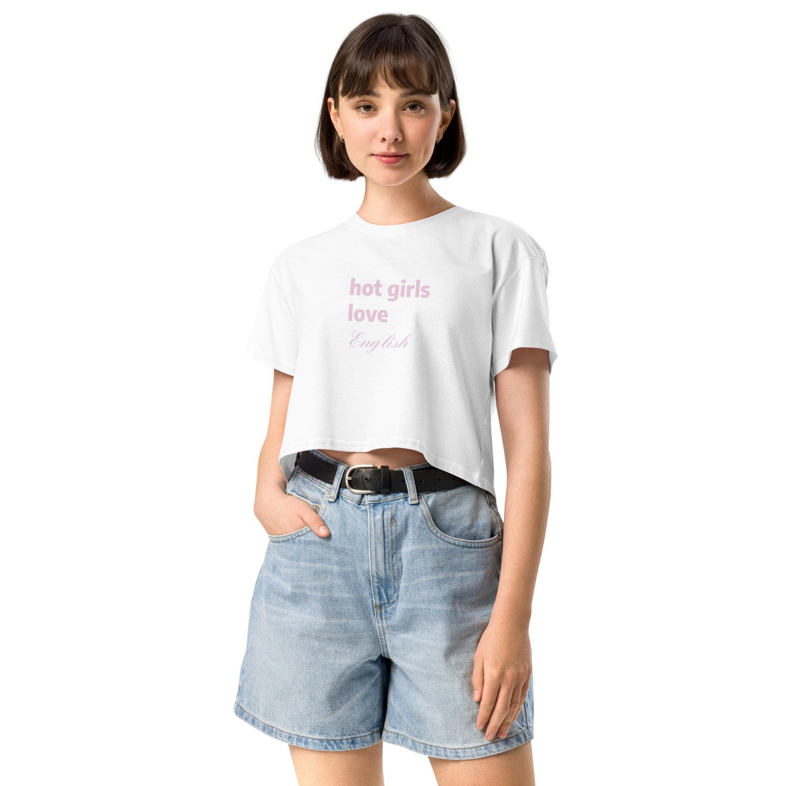 Hot Girls Love English Y2K Baby Tee | Grammar Slut Retro Cropped Top | Nerdy Bimbo Energy Meme Tee - Image 29