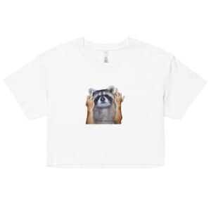 Fuck You Raccoon Y2K Baby Tee | Trash Animal Rage Retro Cropped Top | Angry Rodentcore Girl Tee